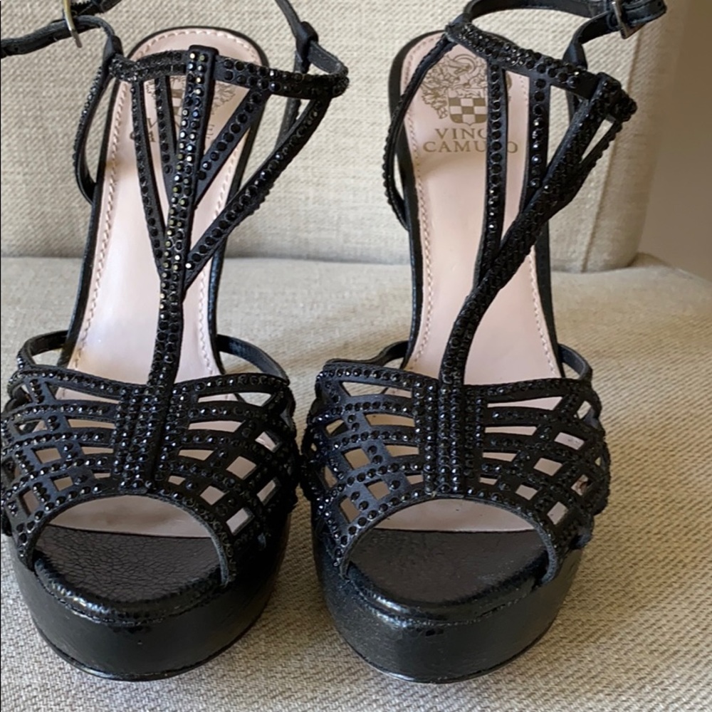 Vince Camino Black rhinestone studded heel